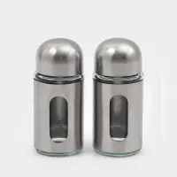 Набор для специй &laquo;Патрон&raquo;, перечница и солонка 90 мл, с металлической крышкой, стекло