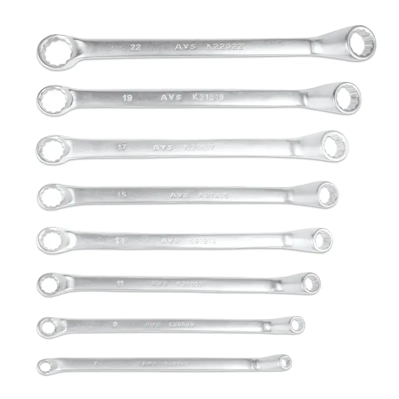 Набор ключей гаечных накидных изогнутых на держателе (6-22 мм) (8 предметов) AVS K2N8P