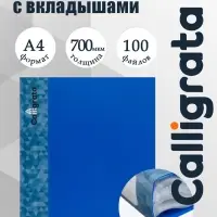 Папка с 100 вкладышами А4, 700 мкм, Calligrata, карман на корешке, синяя