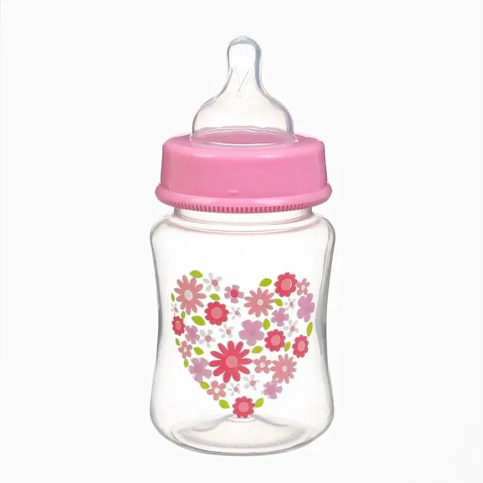 Бутылочка для кормления M&B, широкое горло, &Oslash;50 мм, от 0 мес.,180 мл., розовый