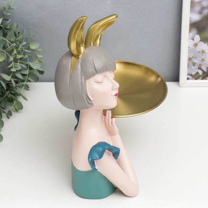 Сувенир полистоун подставка  Сувенир полистоун подставка "Девушка с зачьими ушками" 32х17х24 см
