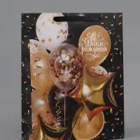 Пакет подарочный ламинированный, упаковка, &laquo;С Днем Рождения&raquo;, L 31&times;40&times;11.5 см