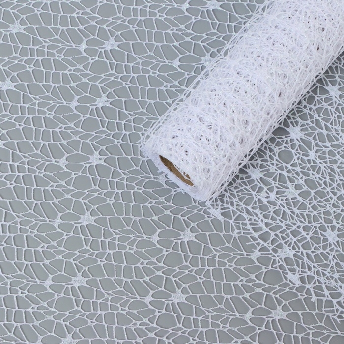 Упаковка для цветов  Упаковка для цветов "Паутинка с глиттером" белая 48 см х 4,5 м