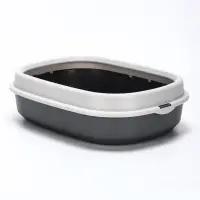 Лоток для кошек &laquo;Фур-Мур&raquo;, 48&times;35.5 см, с бортом и совком, покрытие софт-тач, смоки