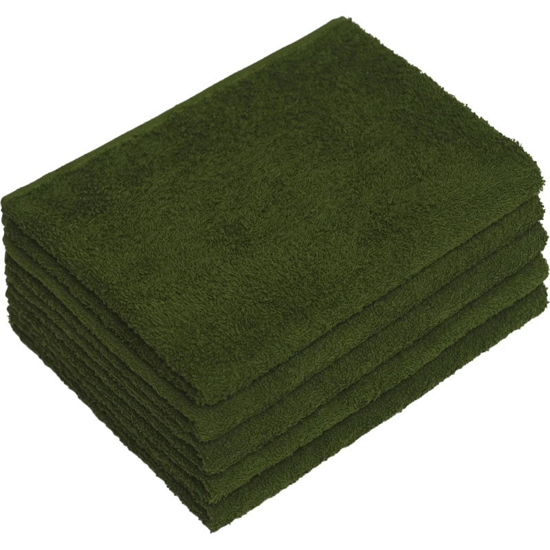 Набор полотенец махровых без бордюр 440 г/м2, 50х90 оливковый, 5шт