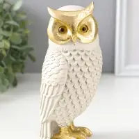 Сувенир полистоун "Серый филин" с золотом 7х7х17,5 см