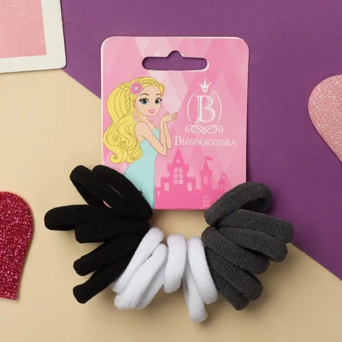 Резинка для волос  Резинка для волос "Спорт" (набор 18 шт) классик галант, 2,5 см, белый серый чёрный