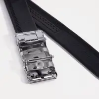 Ремень мужской длинный, длина 125 см, ширина 3.5 см, пряжка автомат, чёрный