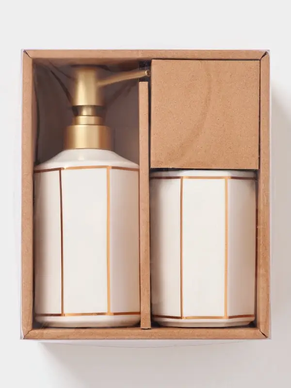 Набор для ванной &laquo;Равновесие&raquo;, 2 предмета, дозатор для мыла, стакан, белый