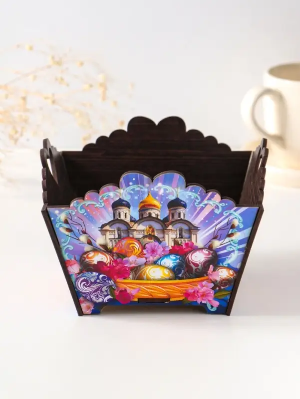 Конфетница квадратная или подставка под пасхальный кулич №2.  10х13х13,5 см