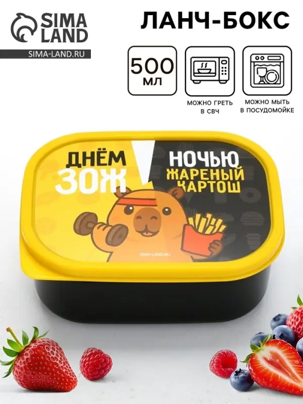 Ланч - бокс прямоугольный &laquo;ЗОЖ&raquo;, 500 мл