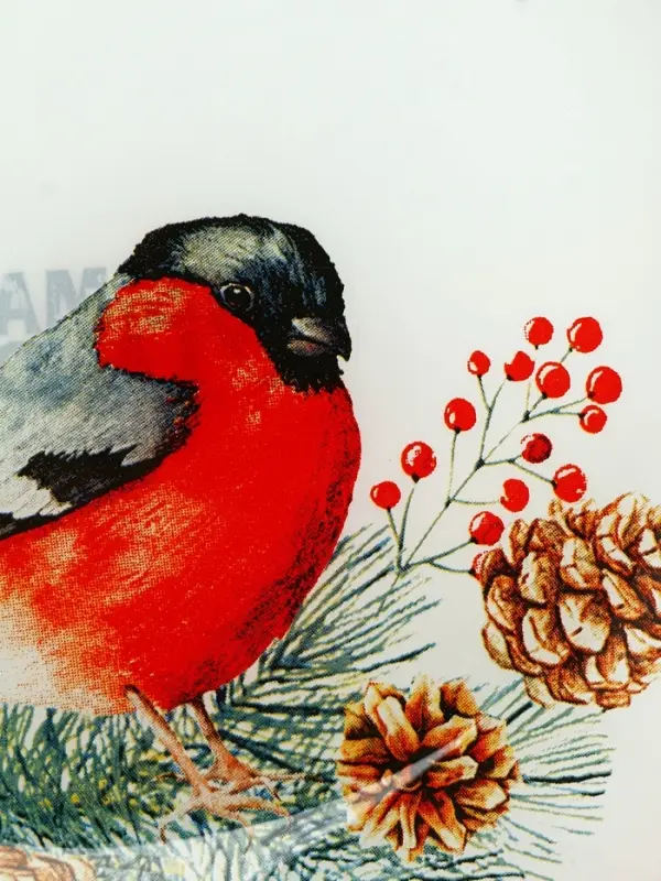 Тарелка новогодняя плоская &laquo;Снегирь&raquo;, 15.4&times;18 см