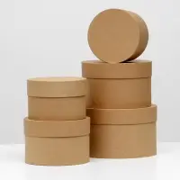 Набор круглых коробок 5 в 1 &laquo;Крафт однотонный&raquo;, 22&times;22&times;14- 14&times;14&times;10 см