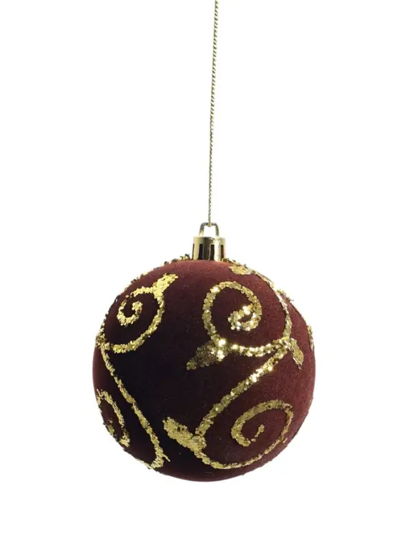 Ёлочные шары новогодние &laquo;Бархат. Фестиваль&raquo;, набор 9 шт., d=8 см, завитки, коричневый