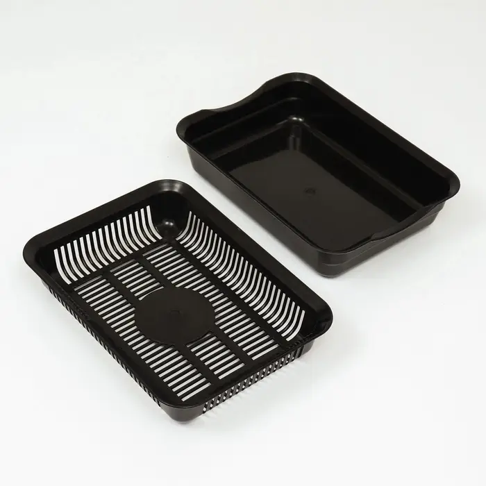 Туалет для кошек, 34.5&times;25.5&times;7.5 см, с сеткой, пластик, чёрный