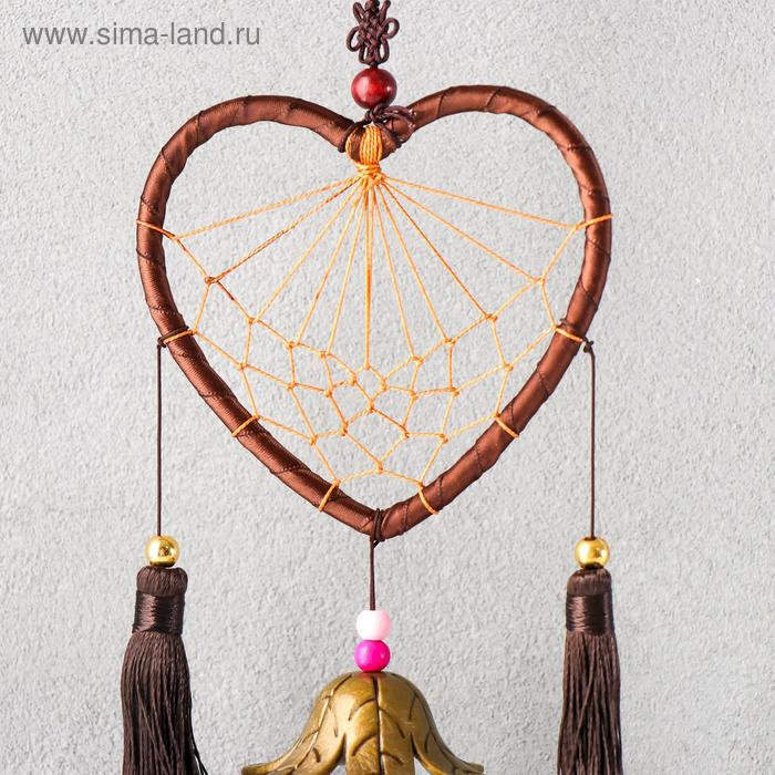 Музыка ветра с ловцом снов Музыка ветра с ловцом снов "Сердце с кисточками" 4 колокольчика d=10,5 длина 40 см