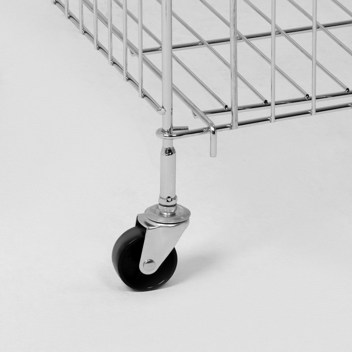 Корзина-накопитель складная, на колесах, 1 полка, 50×80×70см, цвет хром Корзина-накопитель складная, на колесах, 1 полка, 50×80×70см, цвет хром