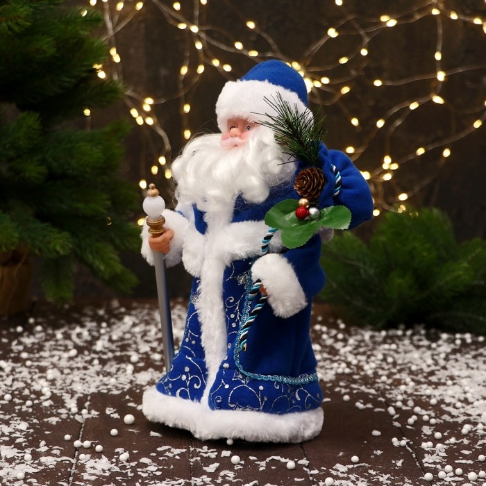 Дед Мороз  Дед Мороз "Синяя шуба, с посохом" 27 см