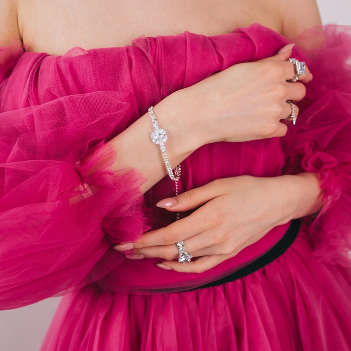 Браслет со стразами «Циркон» изыск, круг, цвет белый в серебре, L=15 см Браслет со стразами «Циркон» изыск, круг, цвет белый в серебре, L=15 см