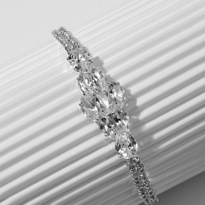 Браслет со стразами «Циркон» изыск, узор, цвет белый в серебре, 15см Браслет со стразами «Циркон» изыск, узор, цвет белый в серебре, 15см