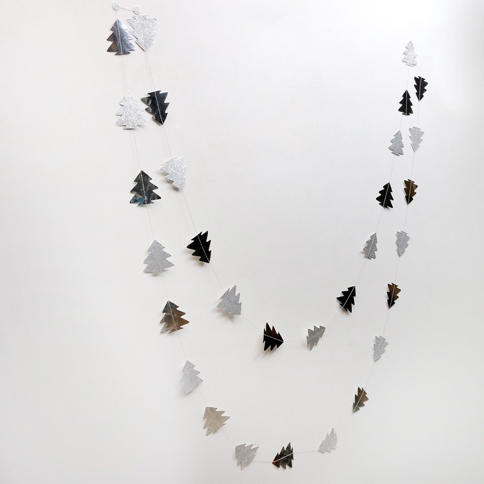 Новый год! Гирлянда &laquo;Ёлочки&raquo;, длина 4 м, цвет серебряный