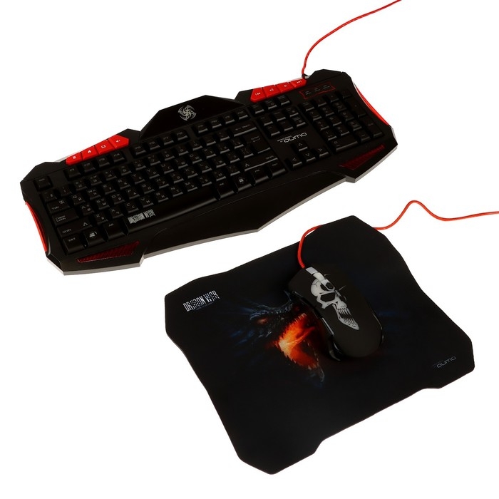 Игровой набор Qumo Axe Strike 3 в 1, клавиатура+мышь+ковер, проводной, 2400 dpi Игровой набор Qumo Axe Strike 3 в 1, клавиатура+мышь+ковер, проводной, 2400 dpi