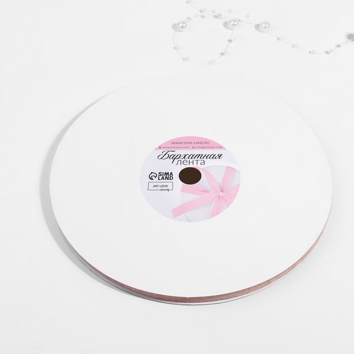 Лента бархатная, с золотым люрексом, 6 мм, 18 ± 1 м, цвет розовый №02 Лента бархатная, с золотым люрексом, 6 мм, 18 ± 1 м, цвет розовый №02