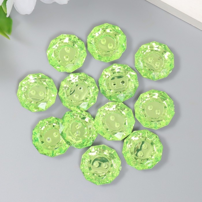 Пуговицы пластик для творчества 2 прокола Пуговицы пластик для творчества 2 прокола "Кант страз" набор 12 шт зелёный d=1,7 см