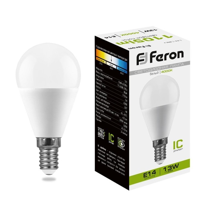 Лампа светодиодная FERON,  (13W) 230V E14 4000K G45, LB-950 Лампа светодиодная FERON,  (13W) 230V E14 4000K G45, LB-950