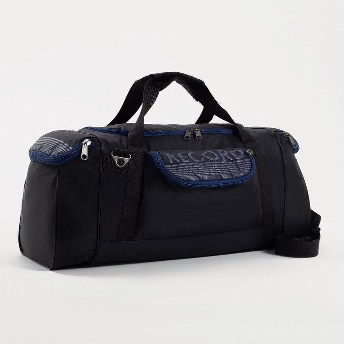 Сумка дорожная на молнии, 3 наружных кармана, длинный ремень, цвет чёрный Сумка дорожная на молнии, 3 наружных кармана, длинный ремень, цвет чёрный