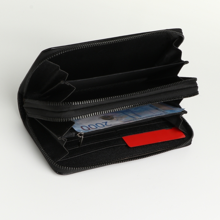 Портмоне-клатч мужской на молнии, цвет чёрный Портмоне-клатч мужской на молнии, цвет чёрный