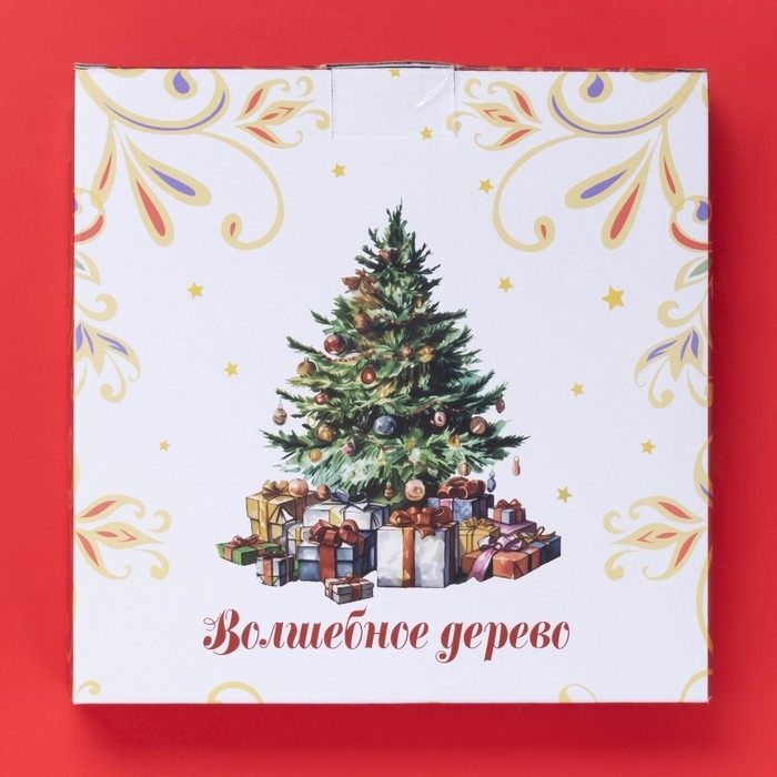 Тарелка новогодняя Доляна «Волшебное дерево», d=20 см, керамика, цвет белый