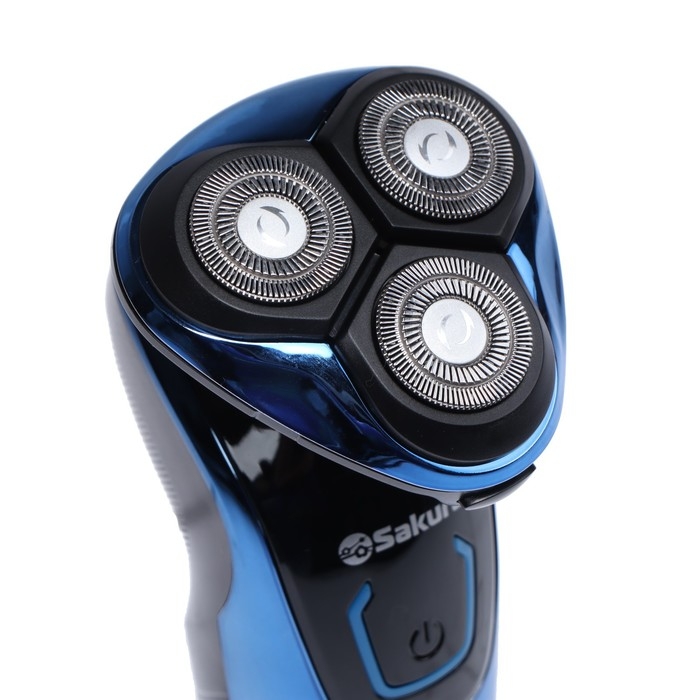 Электробритва Sakura SA-5420BL,3 Вт, роторная, 3 головки, сухое/влажное бритьё, триммер, АКБ Электробритва Sakura SA-5420BL,3 Вт, роторная, 3 головки, сухое/влажное бритьё, триммер, АКБ