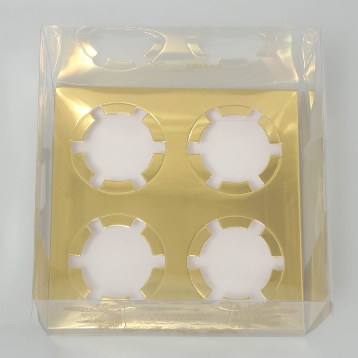 Коробка для капкейка «Верь в мечту», золото, 16 х 16 х 11.5 см, Новый год Коробка для капкейка «Верь в мечту», золото, 16 х 16 х 11.5 см, Новый год