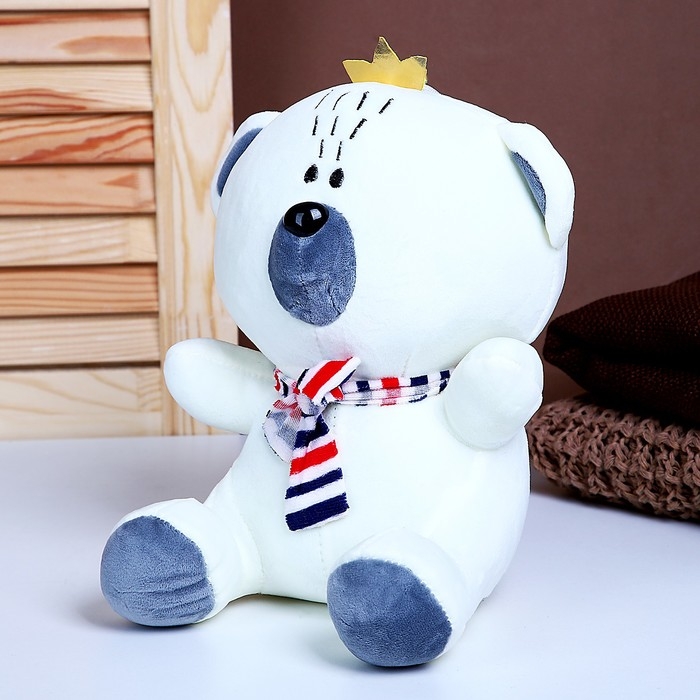 Мягкая игрушка «Мишка с короной», 26 см, цвет белый