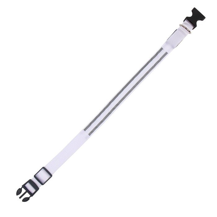 Ошейник с подсветкой Двойная полоса размер XL, ОШ 52-60 х 2,5 см, 3 режима свечения белый Ошейник с подсветкой Двойная полоса размер XL, ОШ 52-60 х 2,5 см, 3 режима свечения белый