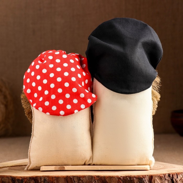 Оберег Оберег "Домовята Мама,папа и сын", лён, 23-24 см