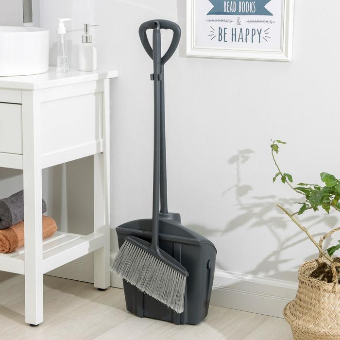 Щётка для пола, с совком-ловушкой, с крышкой, цвет серый Щётка для пола, с совком-ловушкой, с крышкой, цвет серый