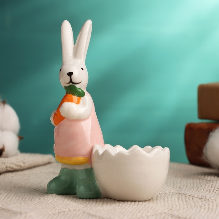 Подставка под яйцо Подставка под яйцо "Кролик с морковкой" 8х5х11см, микс