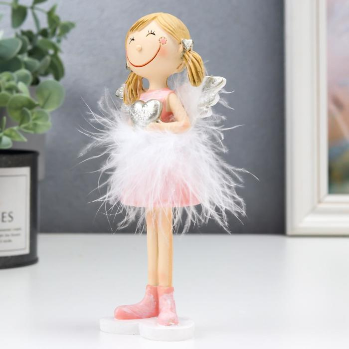 Сувенир полистоун  Сувенир полистоун "Ангел-малышка с хвостиками, с сердечком" пух 16х5,5х7,5 см