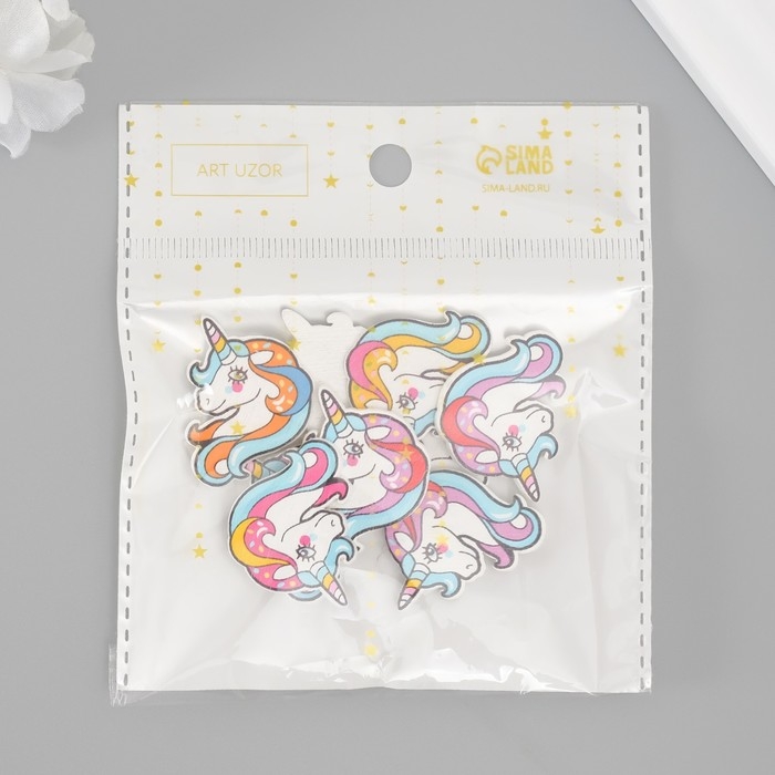 Декор для творчества дерево Декор для творчества дерево "Голова единорога" набор 10 шт 2,4х3 см