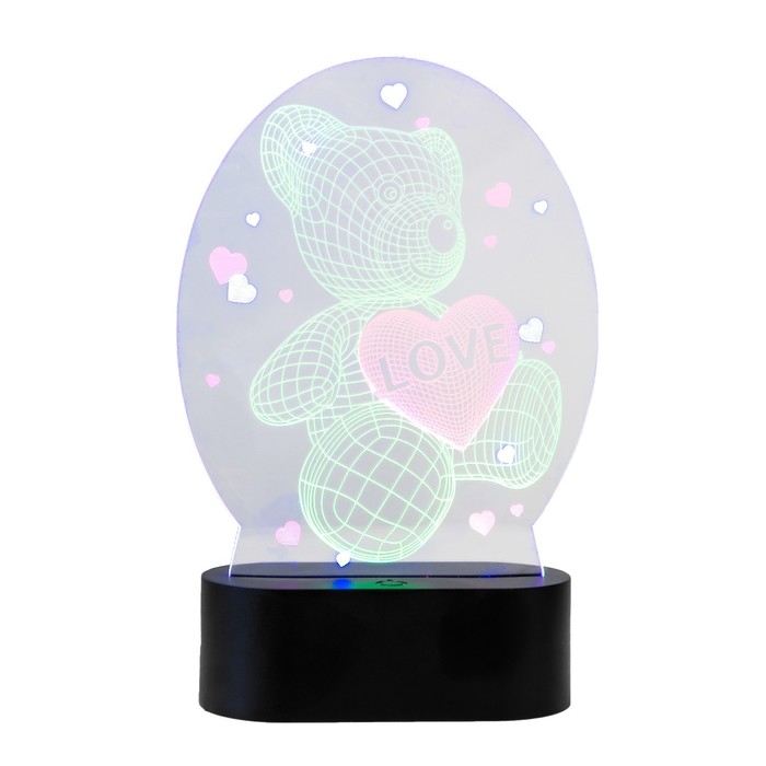 Светильник сенсорный "Мишка с сердцем" LED USB (90см) от батареек 3xАА черный 13,5х5,5х21 см RISALUX