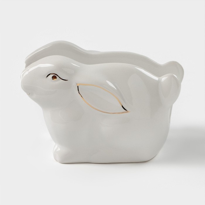 Салфетница Доляна «Зайка в золотом», 12×7×8,5 см, цвет белый Салфетница Доляна «Зайка в золотом», 12×7×8,5 см, цвет белый
