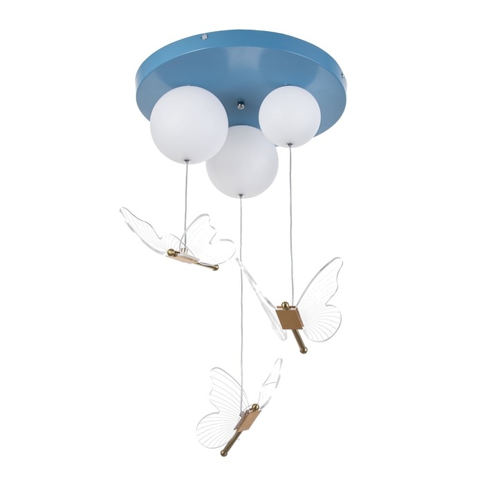 Люстра Люстра "Бабочки" 3хЕ27 40Вт LED синий 40х40х60см