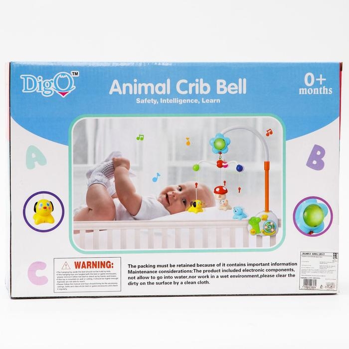 Мобиль музыкальный на кроватку «Зверята» с ночником, работает от батареек Мобиль музыкальный на кроватку «Зверята» с ночником, работает от батареек