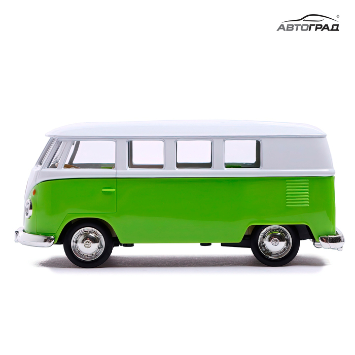 Машина металлическая VOLKSWAGEN TRANSPORTER T1, 1:32, открываются двери, инерция, цвет зелёный Машина металлическая VOLKSWAGEN TRANSPORTER T1, 1:32, открываются двери, инерция, цвет зелёный