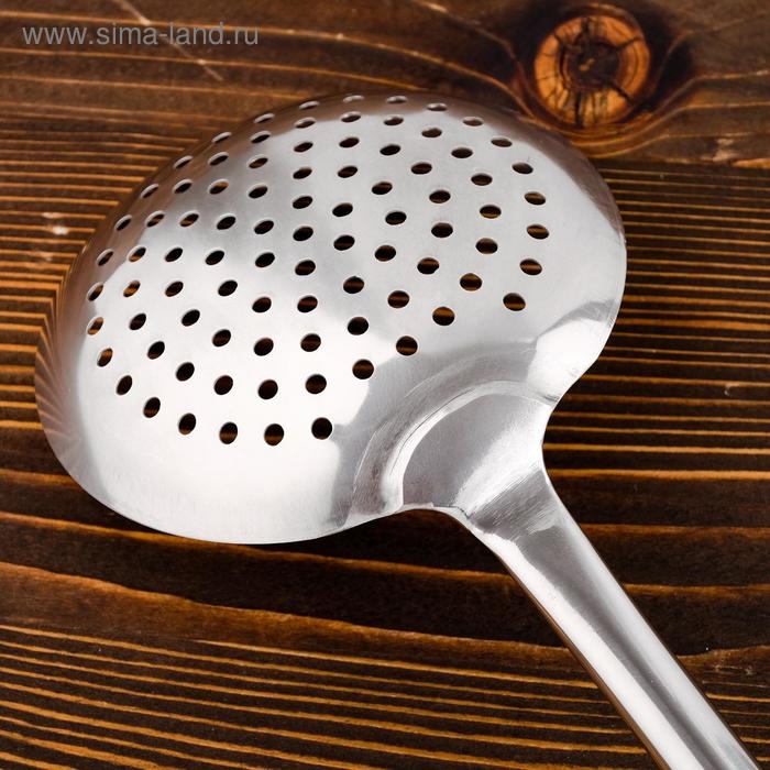 Шумовка для казана узбекская 53см, диаметр 15см, светлая деревянная ручка Шумовка для казана узбекская 53см, диаметр 15см, светлая деревянная ручка