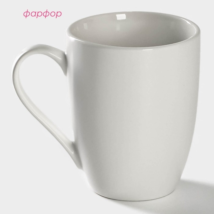 Кружка фарфоровая Доляна &laquo;Сердце&raquo;, 350 мл, цвет белый