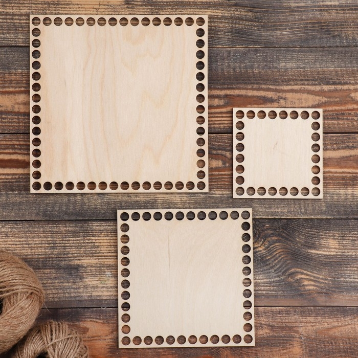 Набор заготовок для вязания Набор заготовок для вязания "Квадрат", донышко фанера 3 мм (3 в 1), 10/15/19.5 см, d=9мм