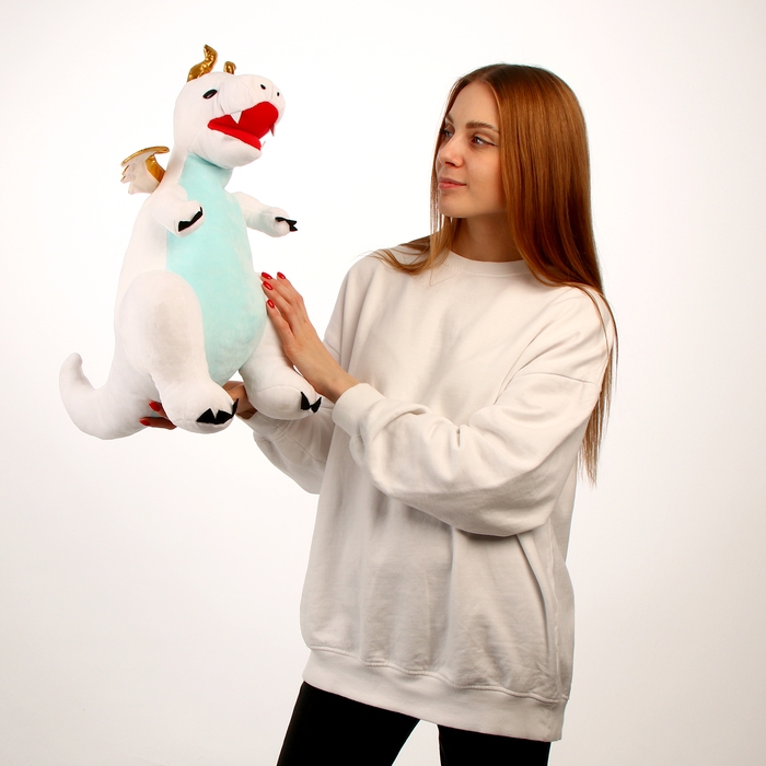 Мягкая игрушка «Дракон», с золотыми крыльями, 45 см, цвет белый Мягкая игрушка «Дракон», с золотыми крыльями, 45 см, цвет белый